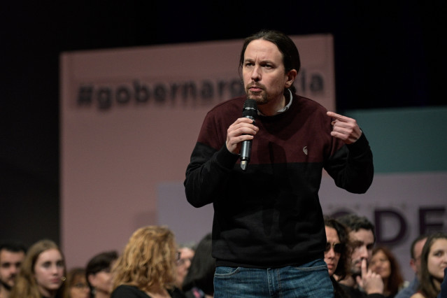 El vicepresidente del Gobierno y secretario general de Podemos, Pablo Iglesias, durante un acto de Galicia en Común en A Coruña a 29 de febrero de 2020