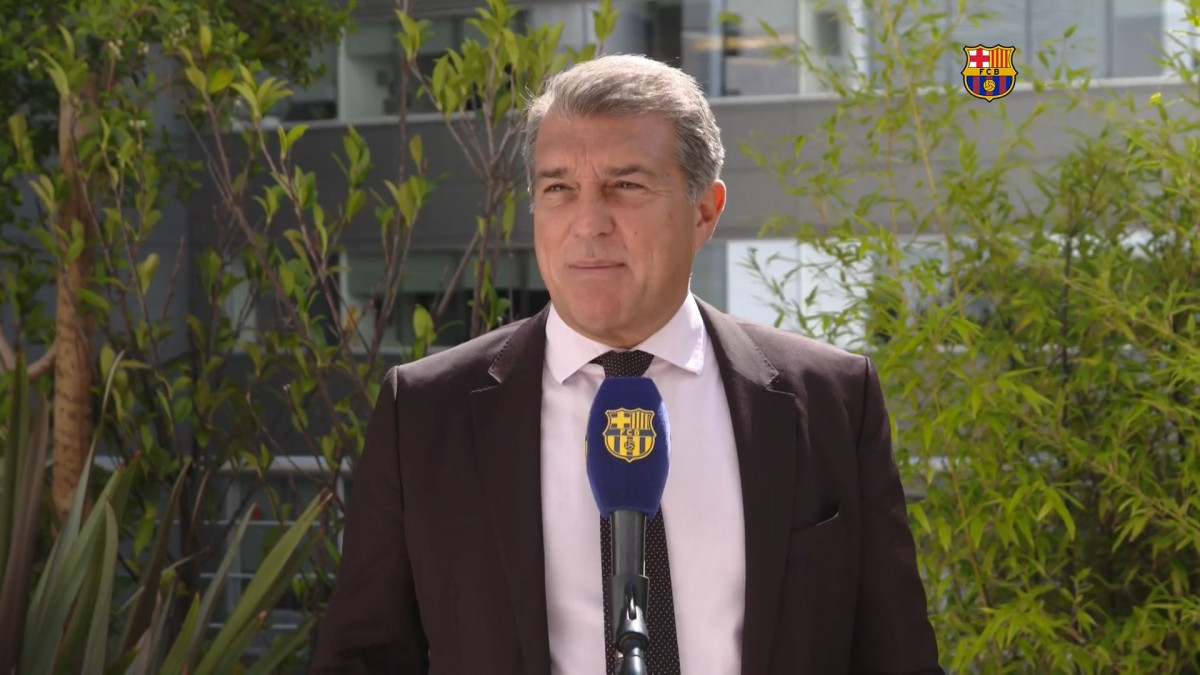 El presidente del FC Barcelona, Joan Laporta, en declaraciones a Barça TV